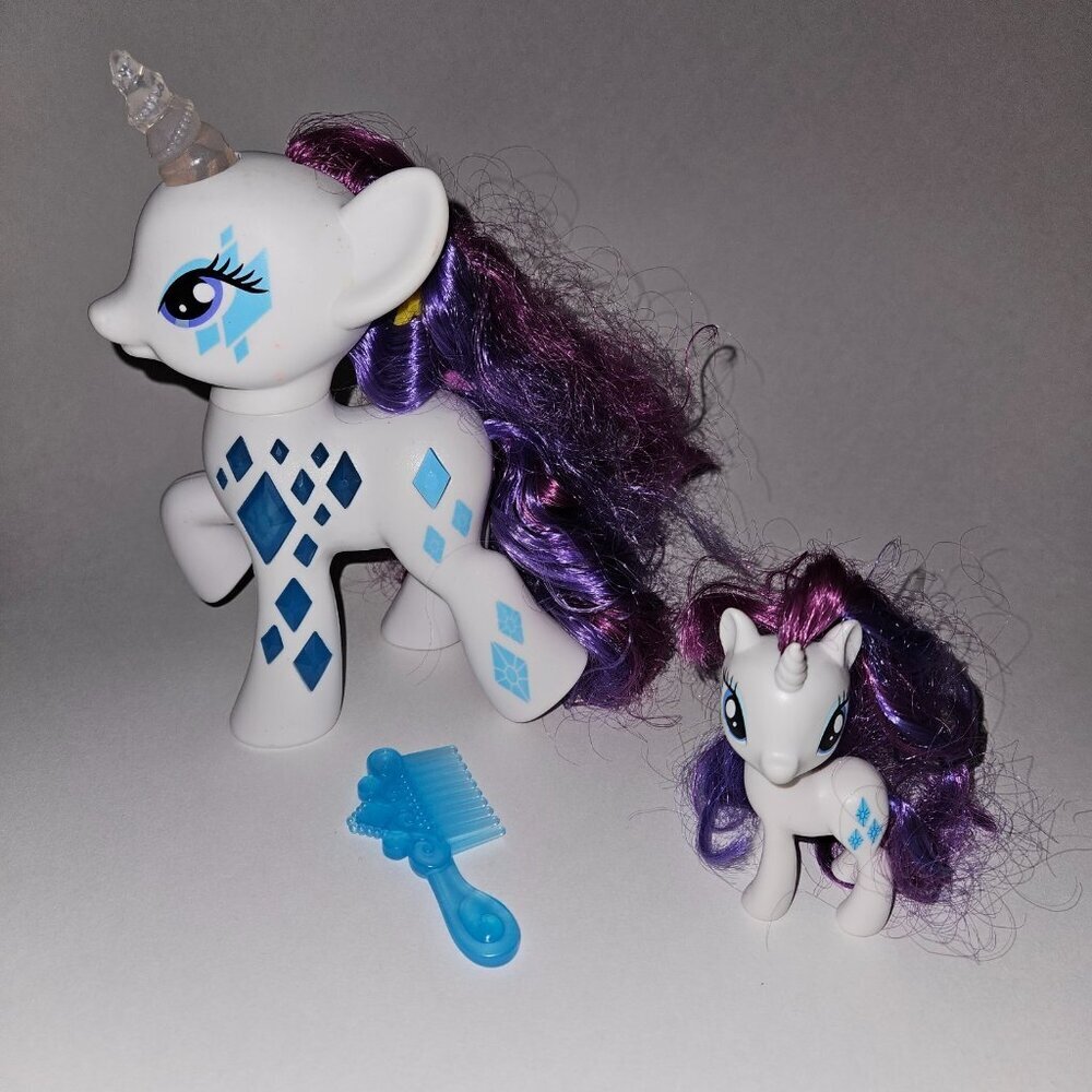 Hasbro MLP My Little Pony Rarity Lot Glamour Glow Light Up Equestria Comb Clips